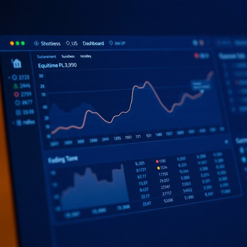 Panel de monitorización de trading con curva de equity